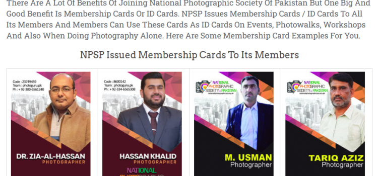 NPSP Issued Photographers Membership Cards