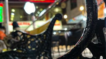 Artistic Wrought Iron Park Bench at Night - Dr. Zia-al-Hassan Photography